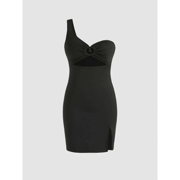 Cider Dresses & Skirts - Cider Black One Shoulder Cut Out Mini / L